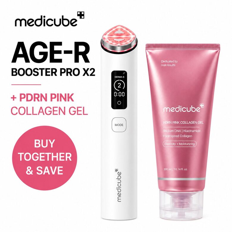 Komplekts: pastiprinātas mikrostimulācijas ierīce 7 vienā ādas kopšanai Medicube AGE-R Booster Pro X2 + Gel / Jelly
