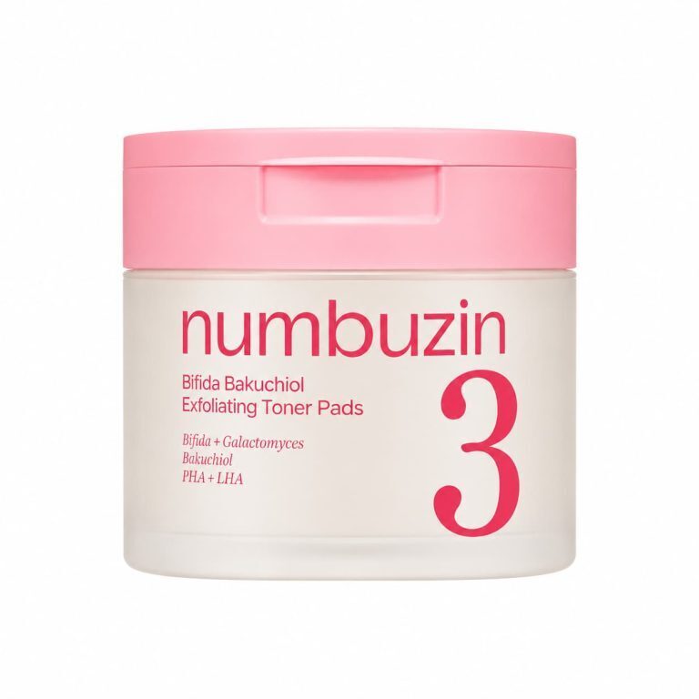Maigi pīlinga padi ādas tekstūras izlīdzināšanai Numbuzin No.3 Bifida Bakuchiol Exfoliating Toner Pads