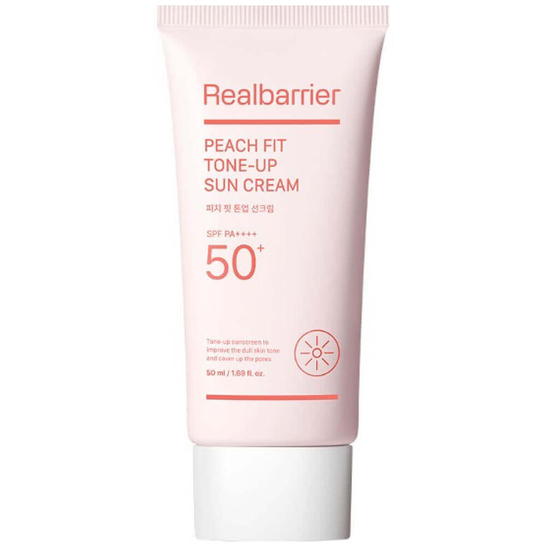 Солнцезащитный крем с персиковым подтоном Real Barrier Peach Fit Tone-Up Sun Cream SPF 50+ PA++++