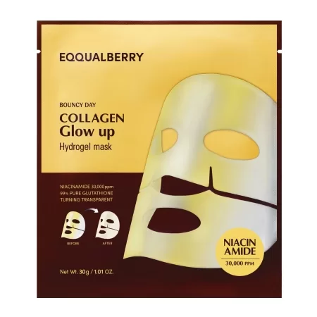 Kolagēna maska starojošai ādai EQQUALBERRY Collagen Glow Up Hydrogel Mask