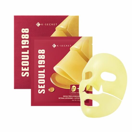Hidrogēla maska ar retinalu ādas tvirtumam un izlīdzināšanai K-Secret SEOUL 1988 Hydrogel Mask: Retinal Liposome + Lotus Flower