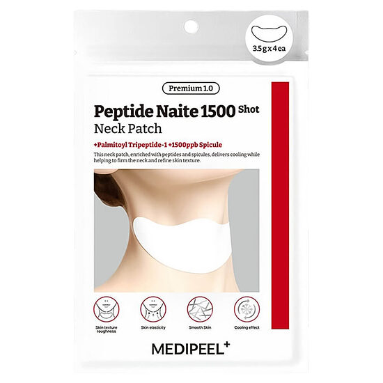 Liftinga kakla masku komplekts ar peptīdiem un mikroadatiņām MEDIPEEL Peptide Naite 1500 Shot Neck Patch