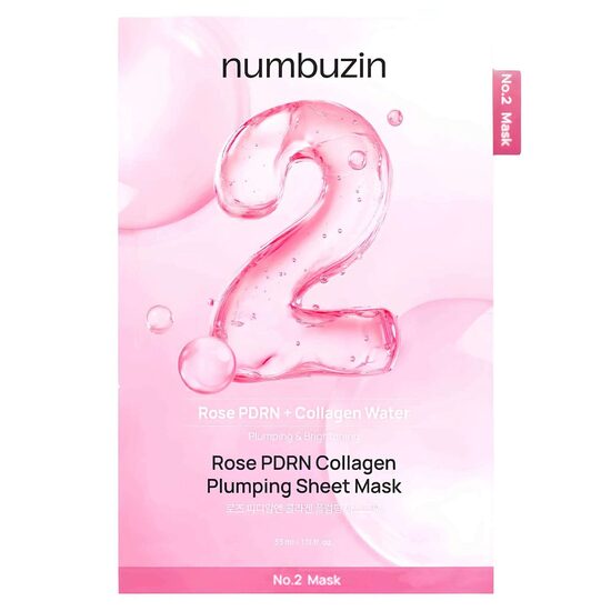 Mitrinoša sejas maska ar PDRN un kolagēnu Numbuzin No.2 Rose PDRN Collagen Plumping Sheet Mask