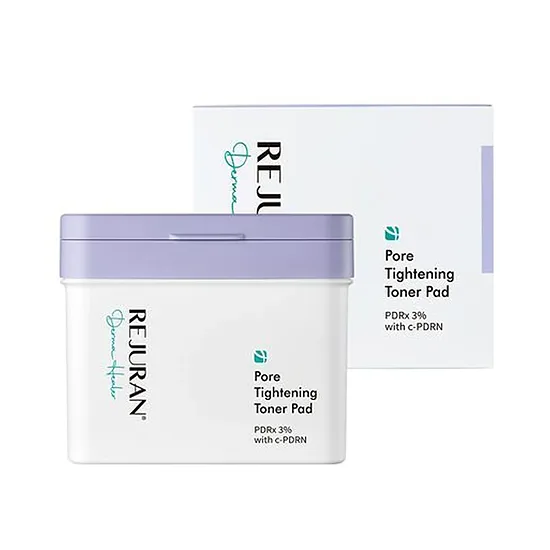 Tonera diski ar PDRN un skābju kompleksu poru sašaurināšanai REJURAN Pore Tightening Toner Pad