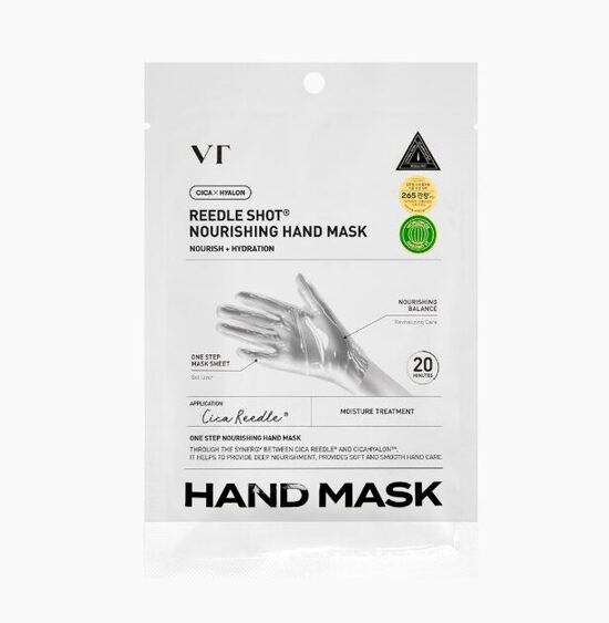 Barojoša maska-cimdiņi sausai roku ādai VT Cosmetics Reedle Shot Nourishing Hand Mask