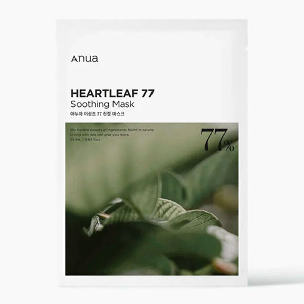 Nomierinoša maska ​​uz hauttuynia bāzes Anua Heartleaf 77% Soothing Sheet Mask