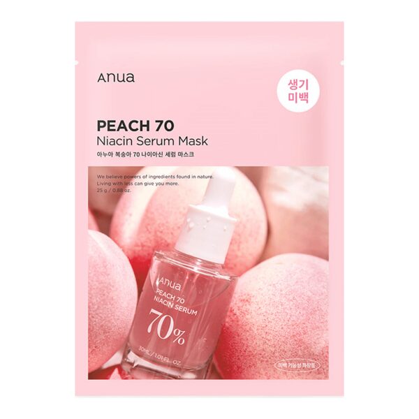 Persiku maska ​​mirdzošai ādai Anua Peach 70% Niacin Serum Mask