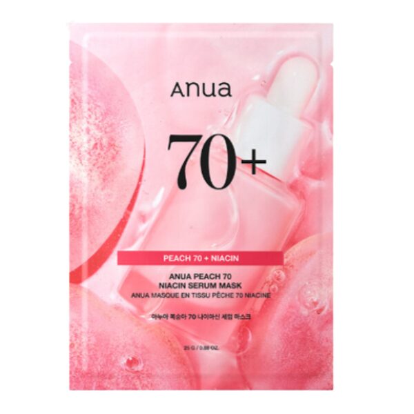 Persiku maska ​​mirdzošai ādai Anua Peach 70% Niacin Serum Mask