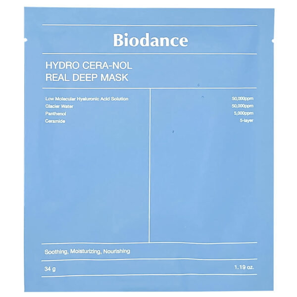 Hidrogēla nakts maska ​​ar keramīdiem pret sausumu Biodance Hydro Cera-Nol Real Deep Mask