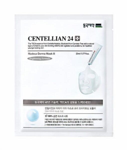 Maska ar balinošu un atjaunojošu efektu CENTELLIAN24 Madeca Derma Mask III- Brightening Formula