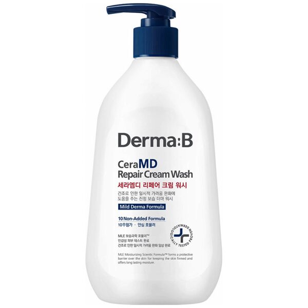 Liposomāls krēms-dušas želeja ar lamelāru emulsiju Derma:B CeraMD Repair Cream Wash