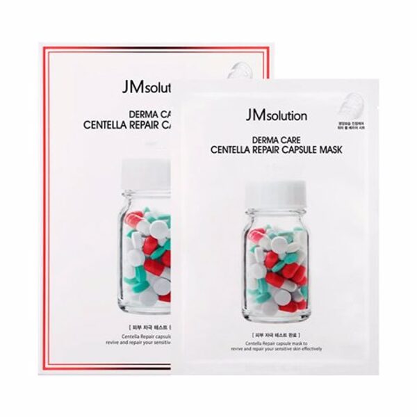 Nomierinoša celulozes maska ​​ar Āzijas centellu JMsolution Derma Care Centella Repair Capsule Mask