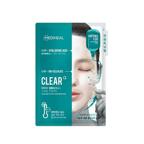 Биоцеллюлозная маска с гиалуроновой кислотой Mediheal Capsule 100 Bio Seconderm Mask Clear Alpha