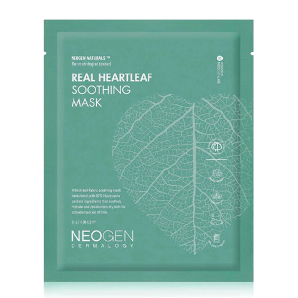 Nomierinoša maska ​​pret sausumu ar hauttuynia Neogen Dermalogy Real Heartleaf Soothing Mask