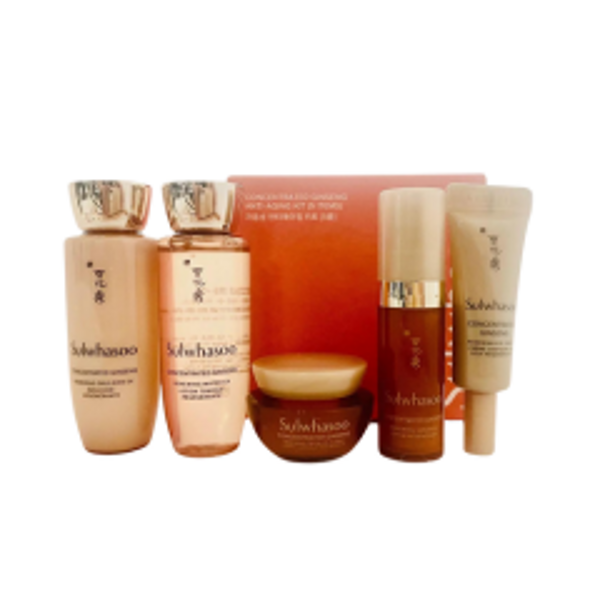 Anti-age набор миниатюр для ухода за кожей с женьшенем  Sulwhasoo Concentrated Ginseng Anti-Aging 5 Pcs Kit 