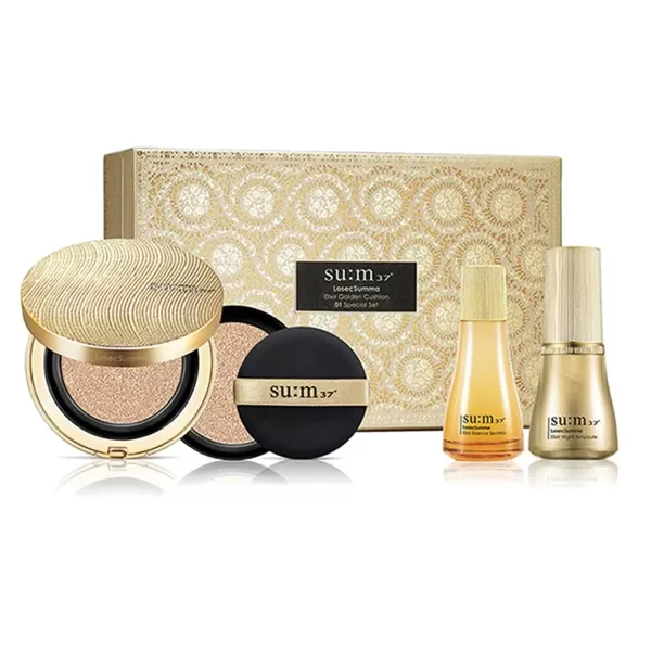 Komplekts ar anti-age kušonu Su:m37 LosecSumma Elixir Golden Cushion 01 Special Set