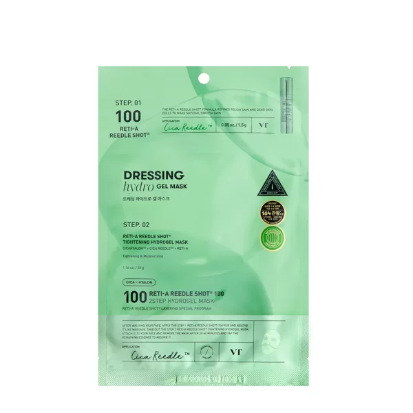 Divpakāpju hidrogēla maska ​​ar retinolu VT Cosmetics Reti-A Reedle Shot 100 2Step Hydrogel Mask