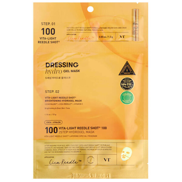 Осветляющая гидрогелевая маска со спикулами  VT Cosmetics Vita-Light Reedle Shot 100 2Step Hydrogel Mask
