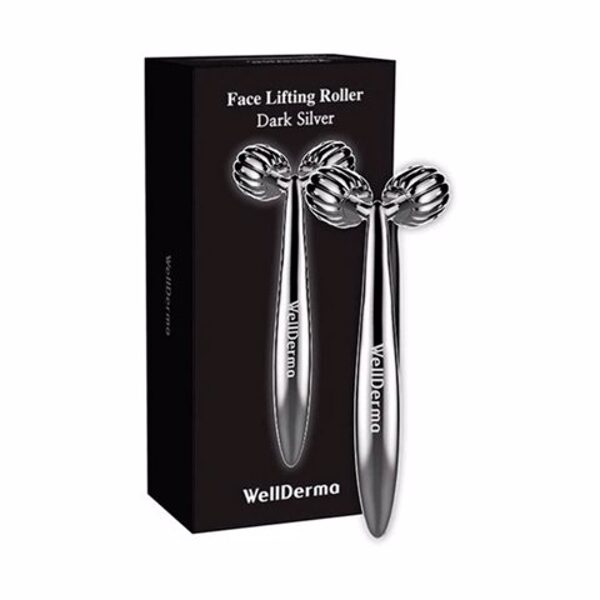 Rullīšu sejas masieris ar platīna pārklājumu WellDerma Face Lifting Dark Silver Roller